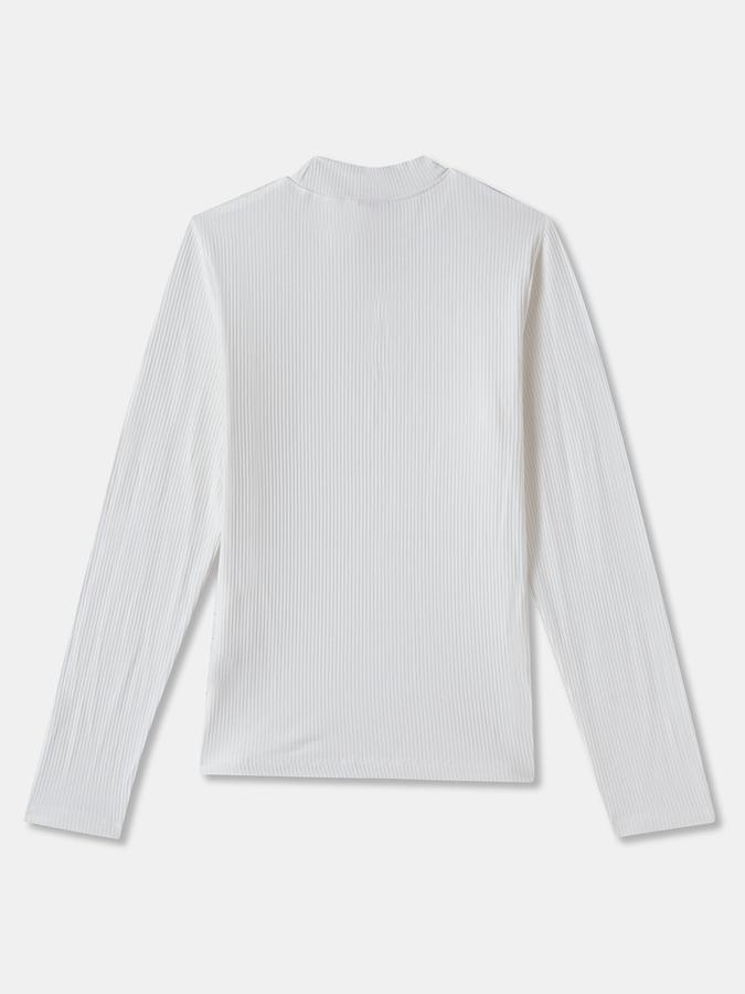 Girls Viscose Blend Regular Fit Mock Neck Solid T-Shirt