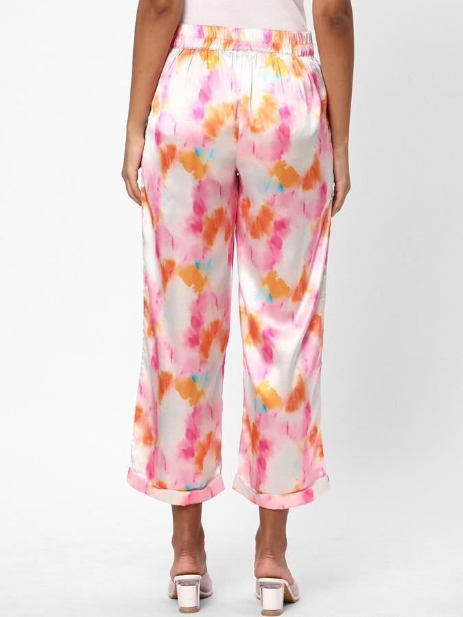 R&B Women Light Pink Printed Regular Fit Trousers