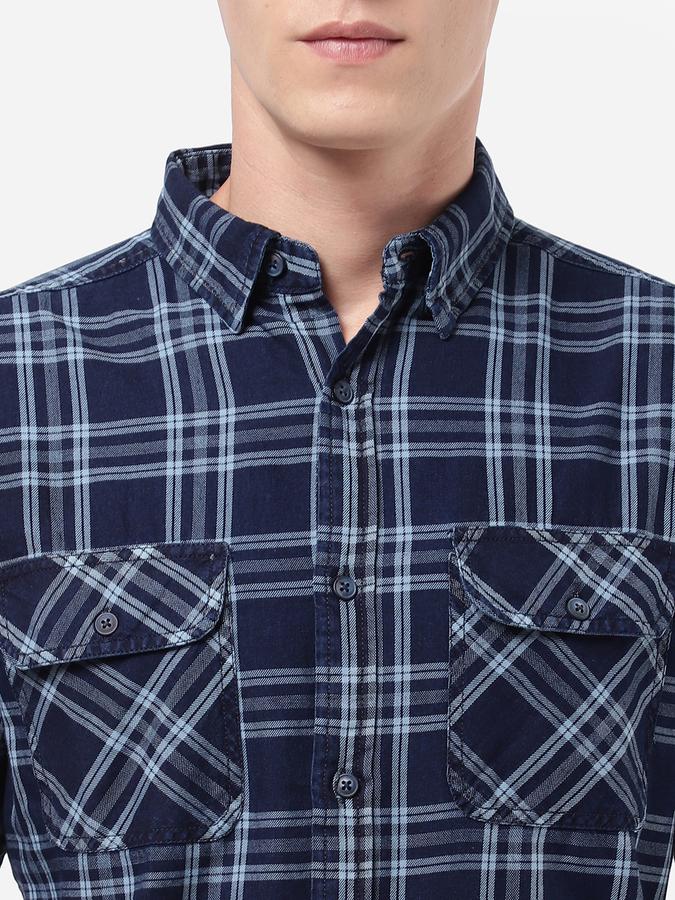 R&B Blue Men Casual Shirts image number 3