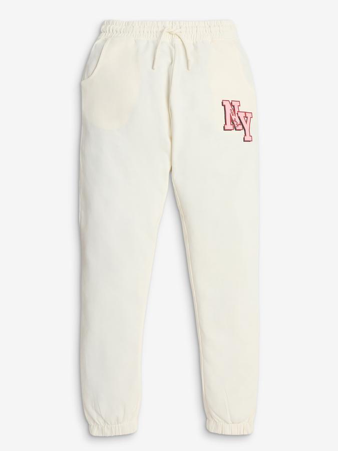 Girls Typographic Print Slim Fit Track Pants