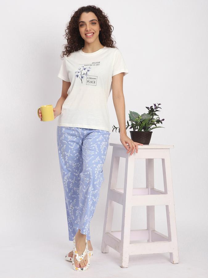 Women Cotton Slim Fit Elastic Waist Printed Pajama Pants