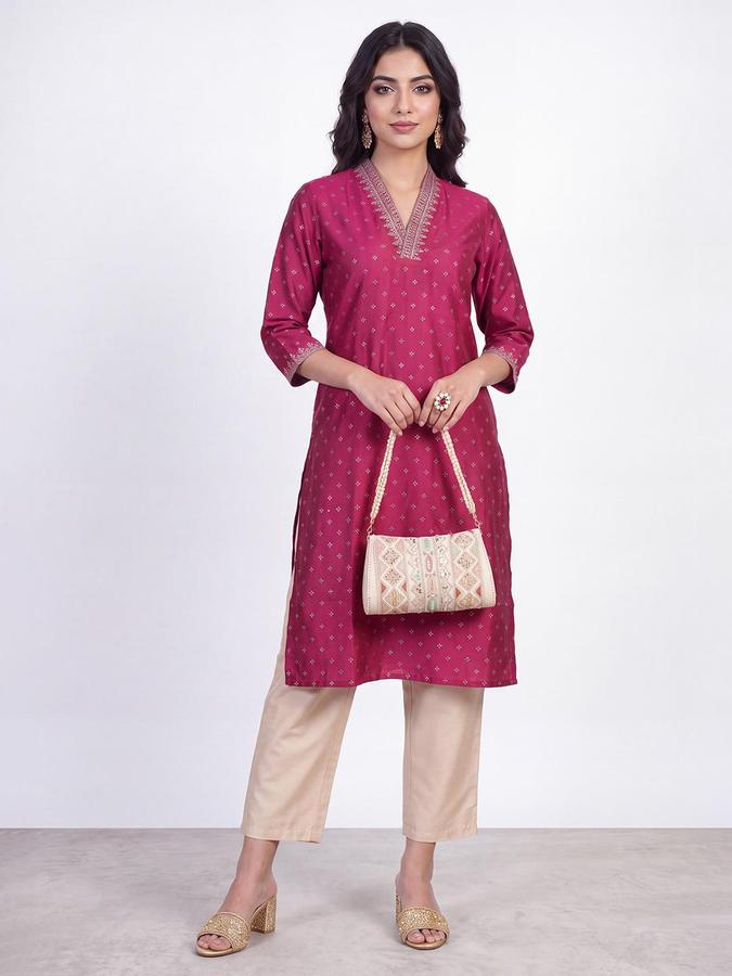 R&B Women Beige Solid Narrow Ethnic Pant
