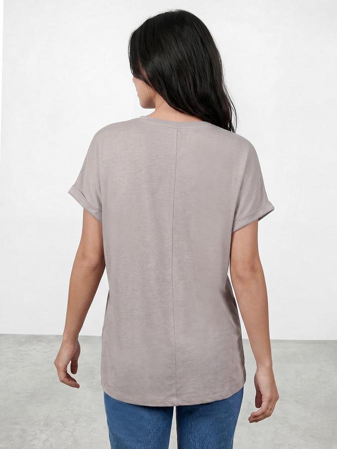 R&B Grey Women Solid Short Sleeves Top
