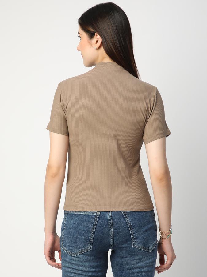 Solid Women High Neck T-Shirt image number 2