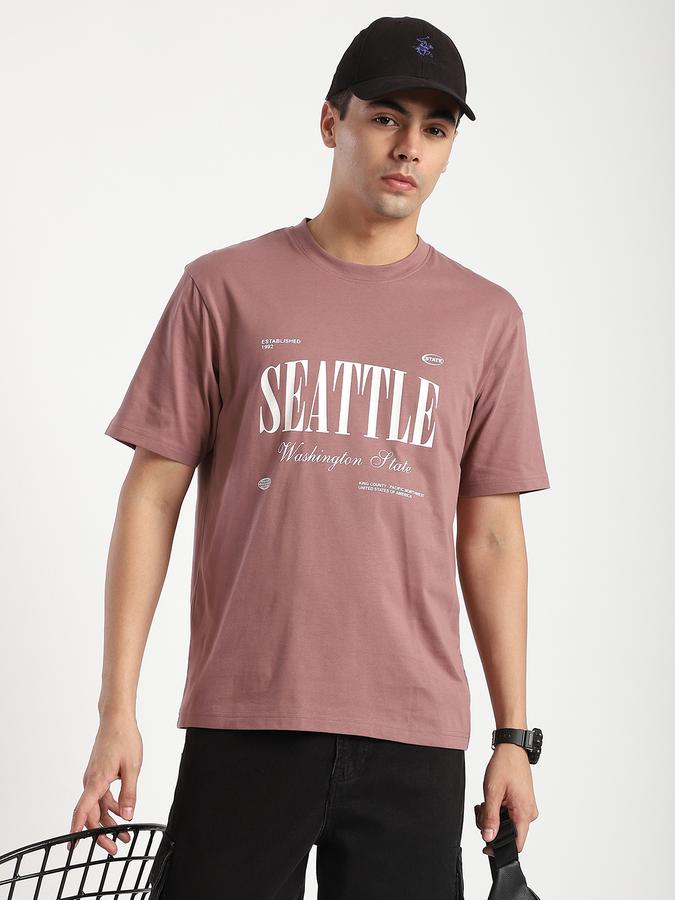 Men Cotton Relaxed Fit Crew Neck Graphic T-shirt