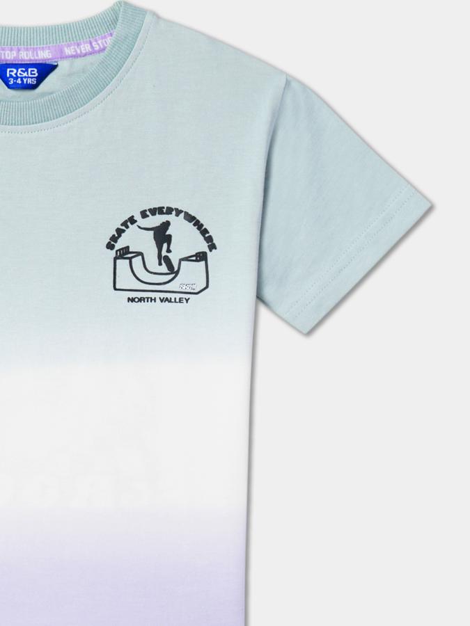 Boys Ombre-Dyed Round-Neck Relaxed Fit T-Shirt image number 2