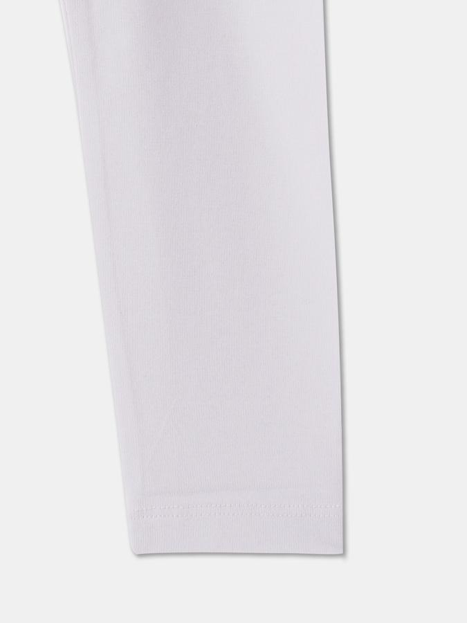 Girls Cotton Blend Skinny Fit Elastic Waist Solid Leggings