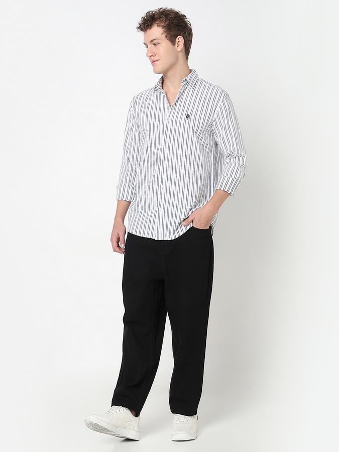 R&B Men's White Striped Shirt