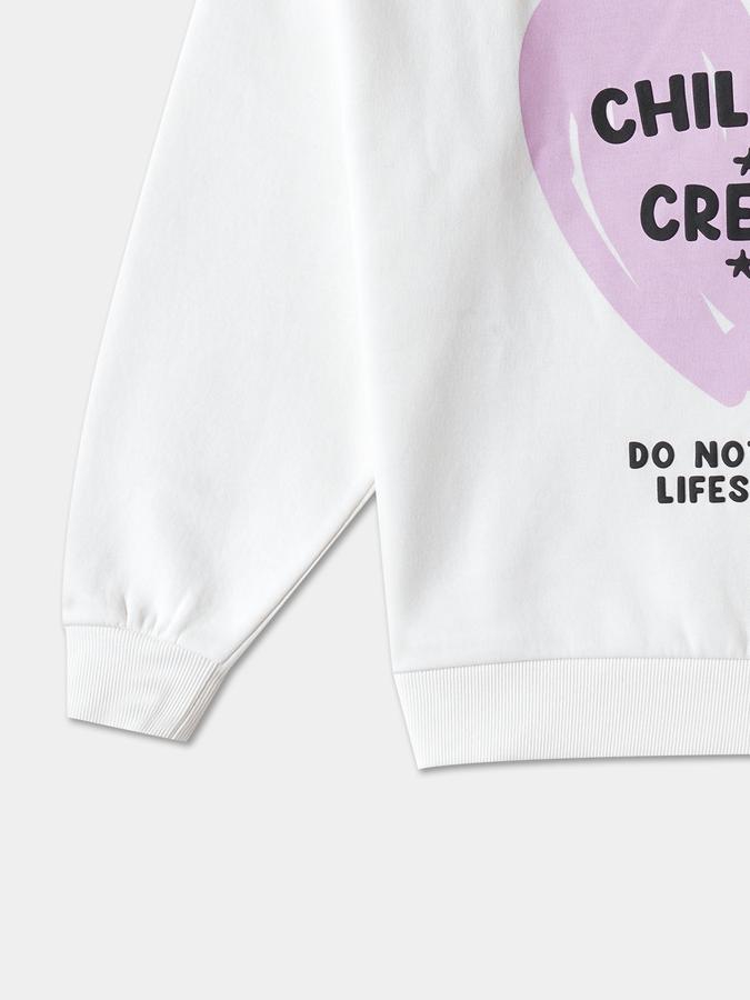 Girls Fleece Regular Fit Crew Neck Graphic Sweatshirt