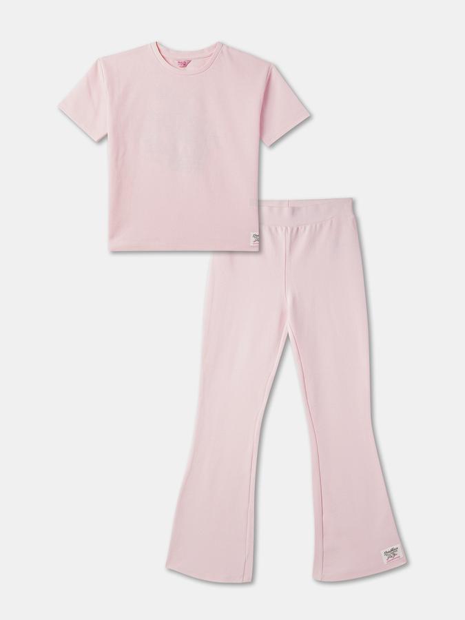 Girls Typographic Print Top with Pants image number 0