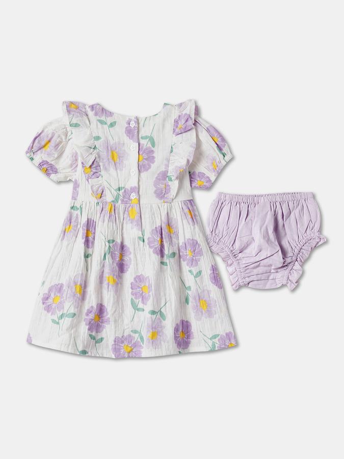 Girls Floral Print A-Line Dress image number 1