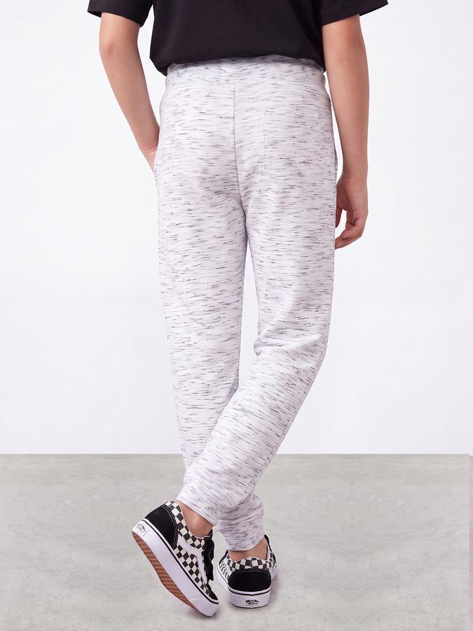R&B Boys White Printed Pure Cotton Mid Rise Joggers
