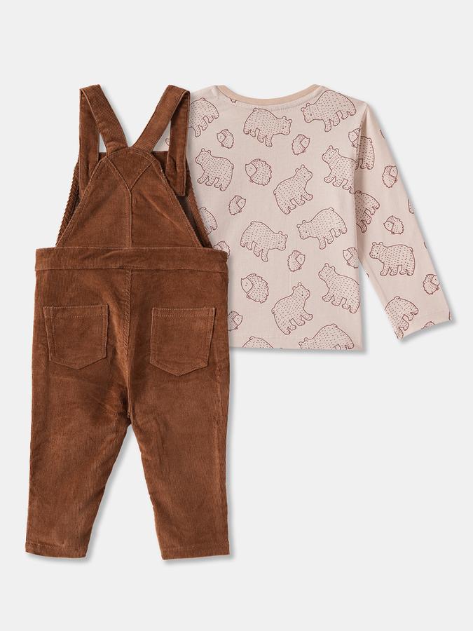 Girls Corduroy Regular Fit Adjustable Straps Button Closure Dungaree