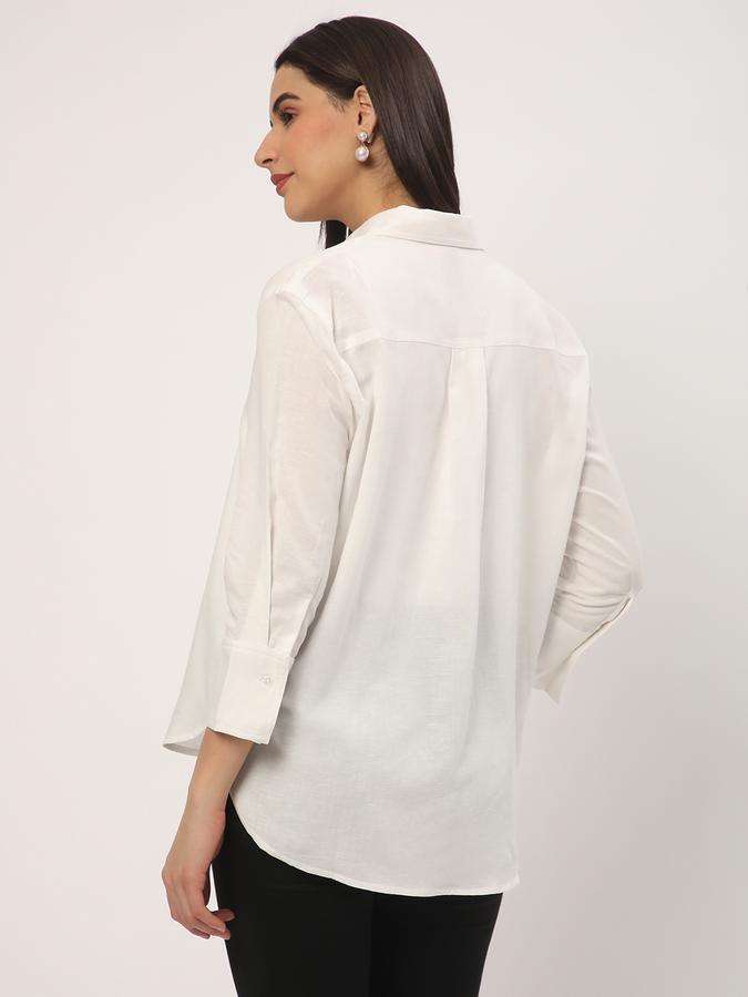 Women Viscose Blend Regular Fit Shirt Collar Solid Top