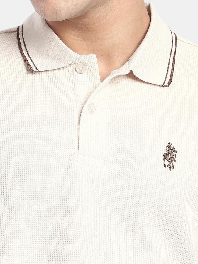 R&B Beige Solid Men Short Sleeve Polo T-shirt