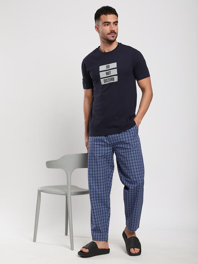 Men Cotton Relaxed Fit Drawstring Waist Checked Pajama Pants