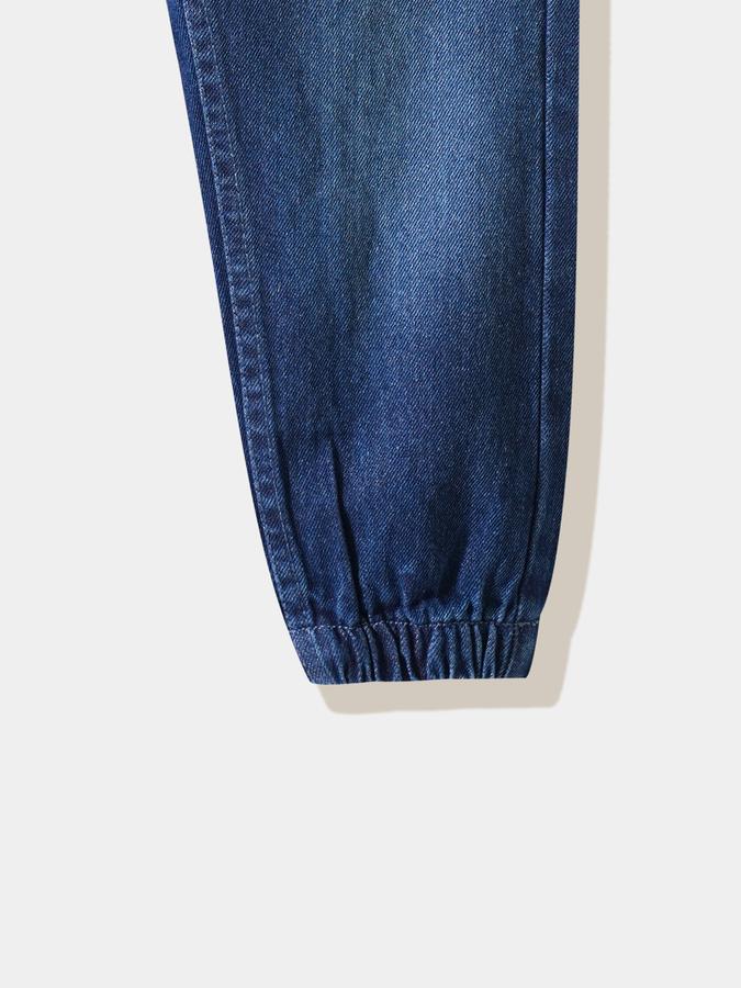 Boys Cotton Blend Regular Fit Drawstring Waist Jogger Cuff Jeans