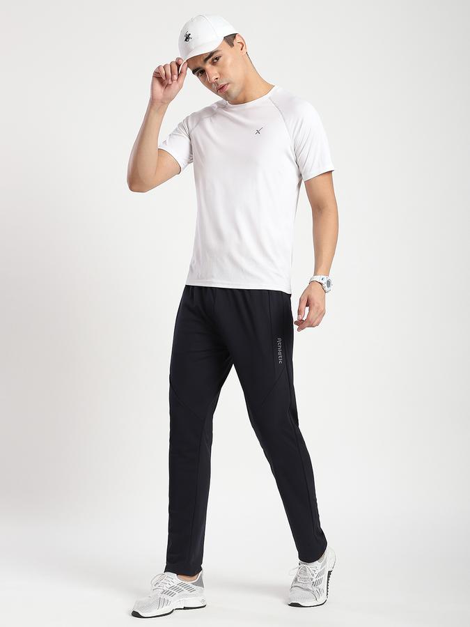 Men Cotton Regular Fit Drawstring Waist Open Hem Trackpants