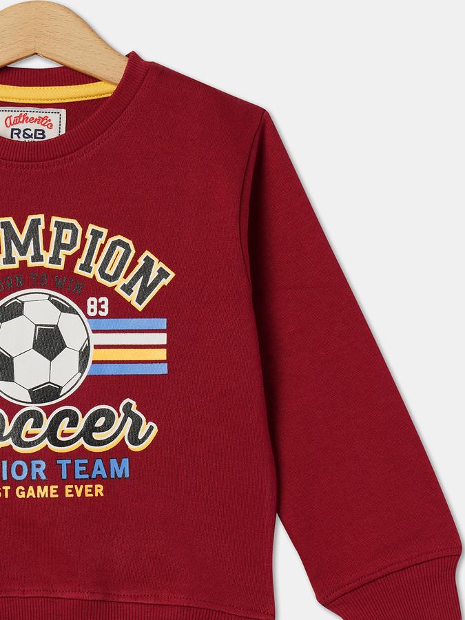 Boys Cotton Regular Fit Crew Neck Graphic Sweatshirt