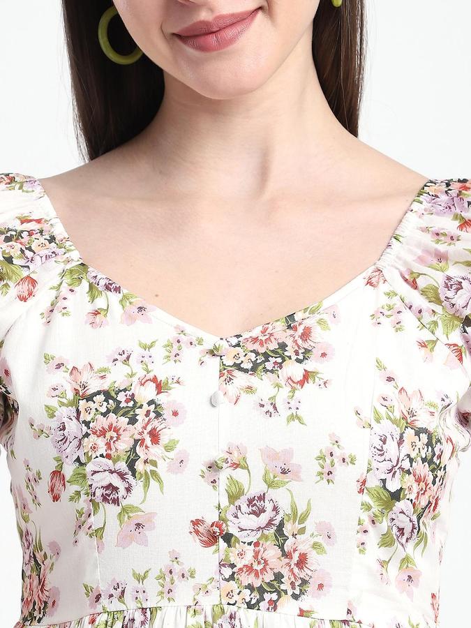R&B Off White Printed Women Regular fit Dress