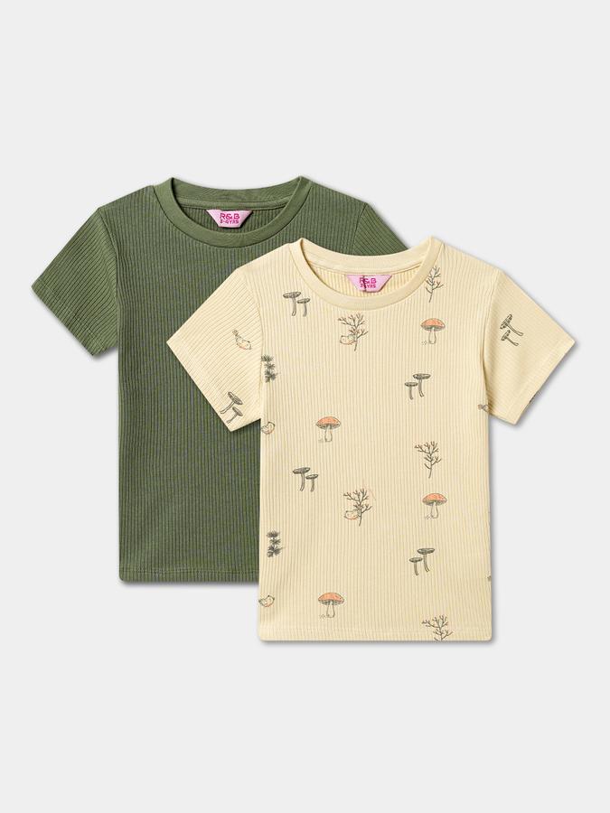Girls Pure Cotton A-line Top Multicolor - Pack of 2 image number 0