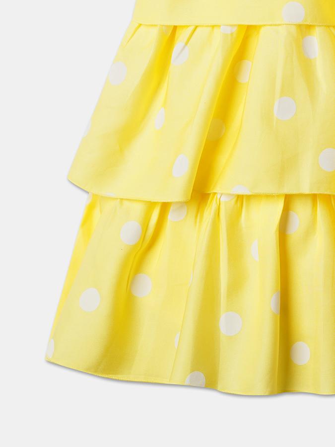 Girls Viscose Regular Fit Square Neck Tiered Dress