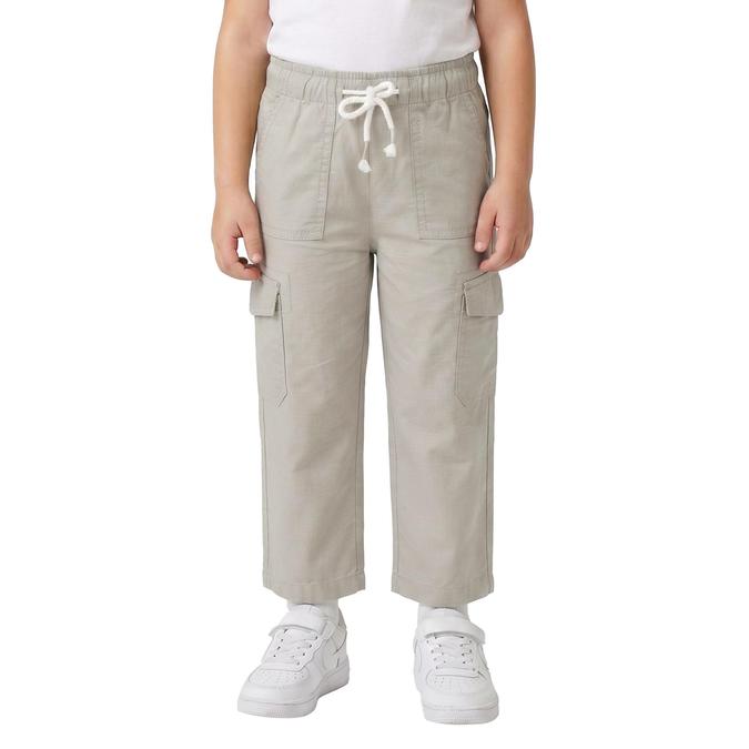 R&B Beige Solid Boys Regular Fit Cargo Styles Trousers