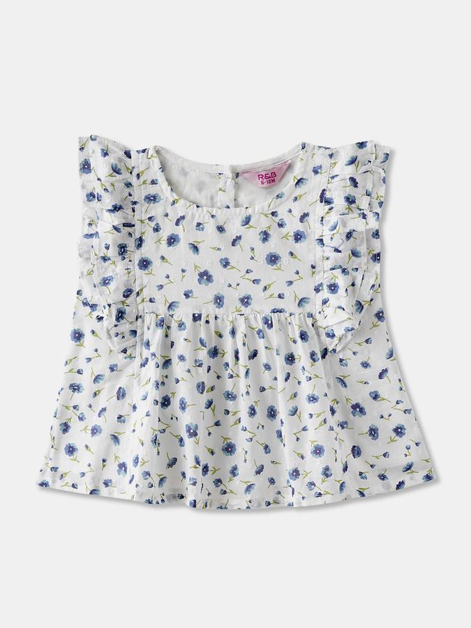 Girls Regular Fit Sleeveless Round Neck Floral Top
