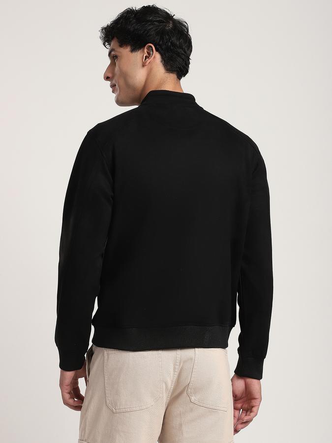 Men Polyester Regular Fit Solid Bomber Jacket