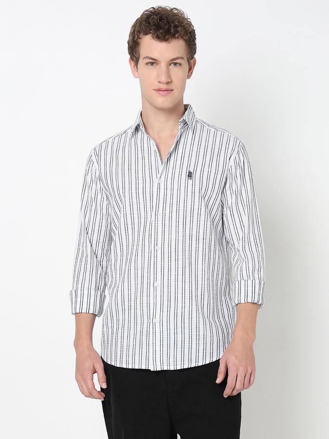R&B Men's White Striped Shirt
