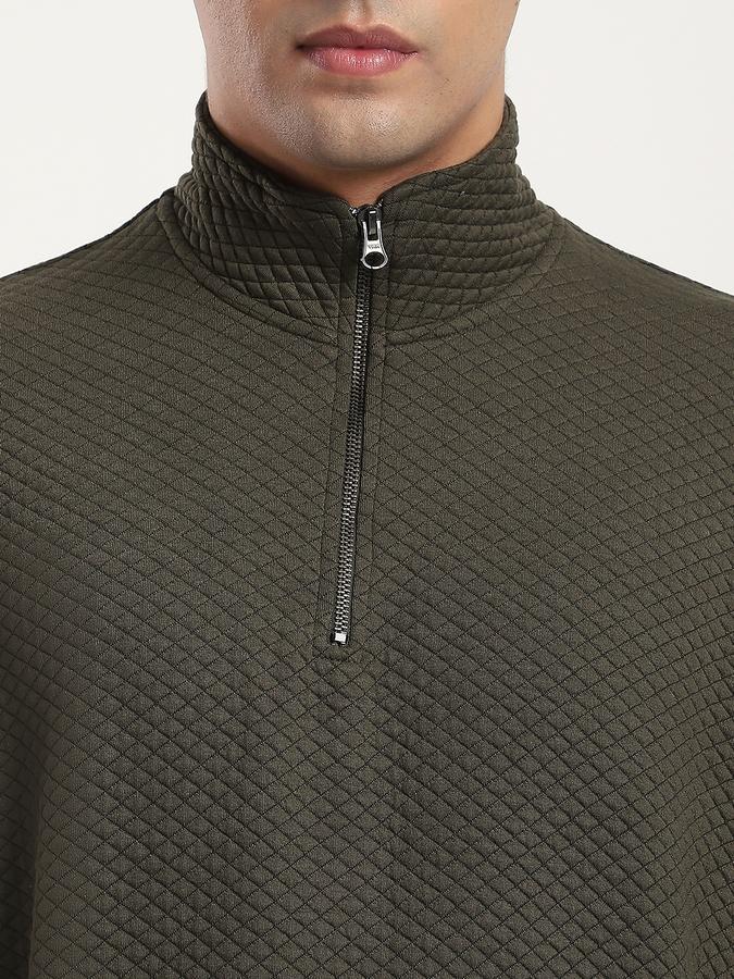Men Polyester Regular Fit Quarter Zip Textured Sweatshirt