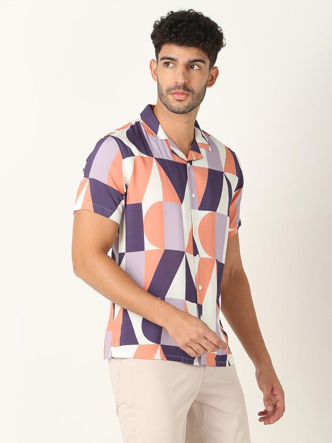 Cuban Collar Shirt with Short Sleeves image number 2
