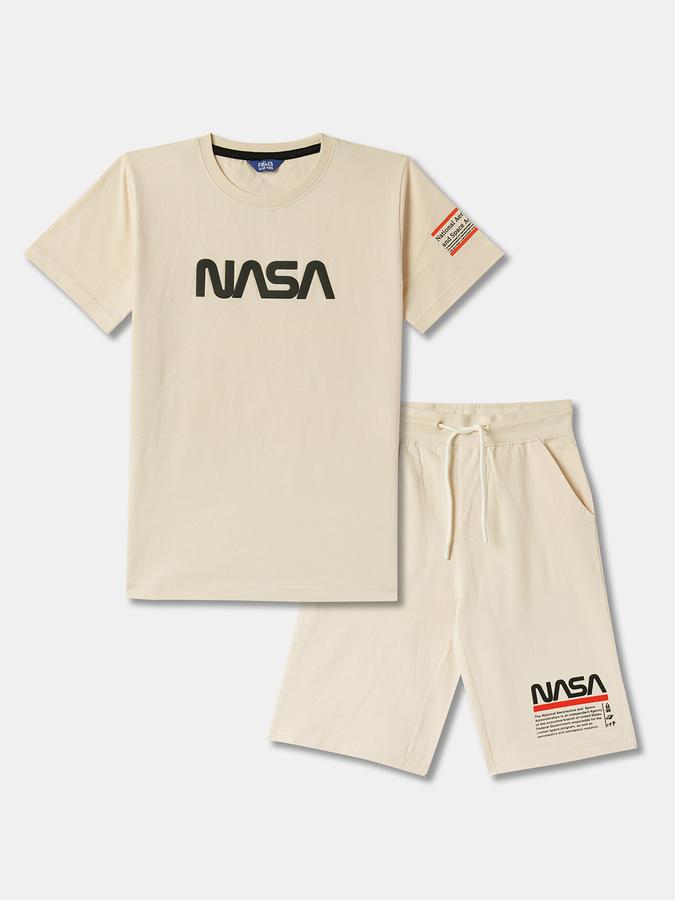 Boys Typographic Print T-Shirt & Shorts Set data-index=