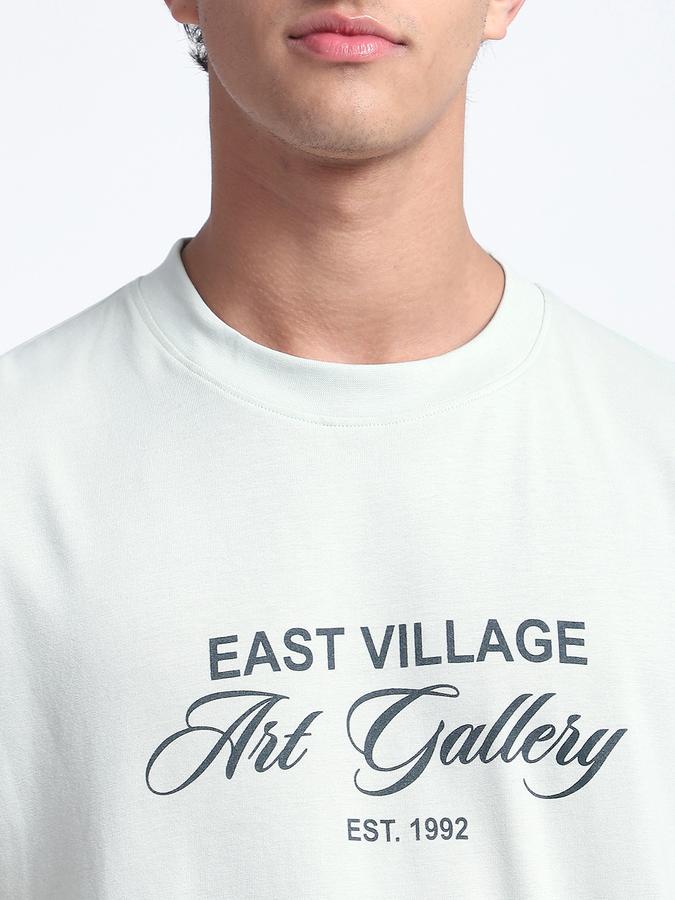 Men Cotton Relaxed Fit Crew Neck Typographic T-shirt