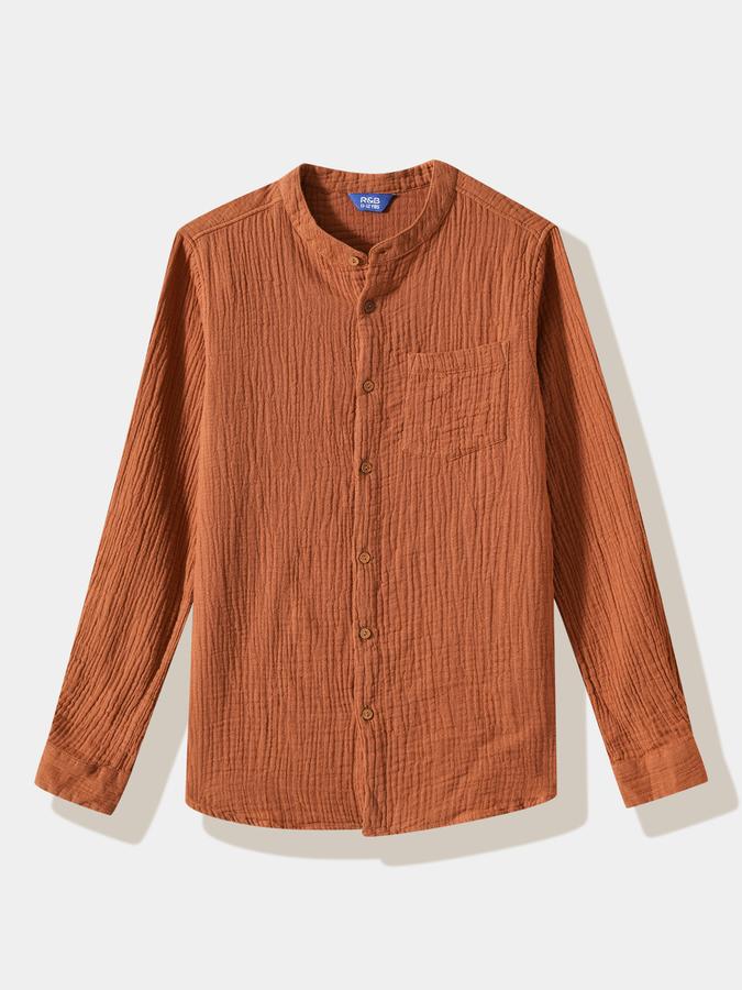 Boys Cotton Regular Fit Long Sleeve Textured Shirt