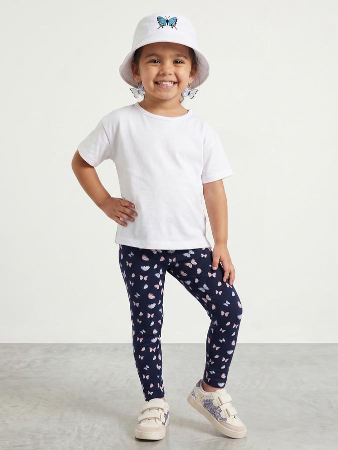R&B Girl Blue Printed Cotton Blend Leggings