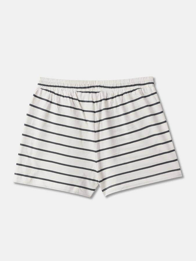 Girls Cotton Striped Elastic Waist Clean Hem Shorts