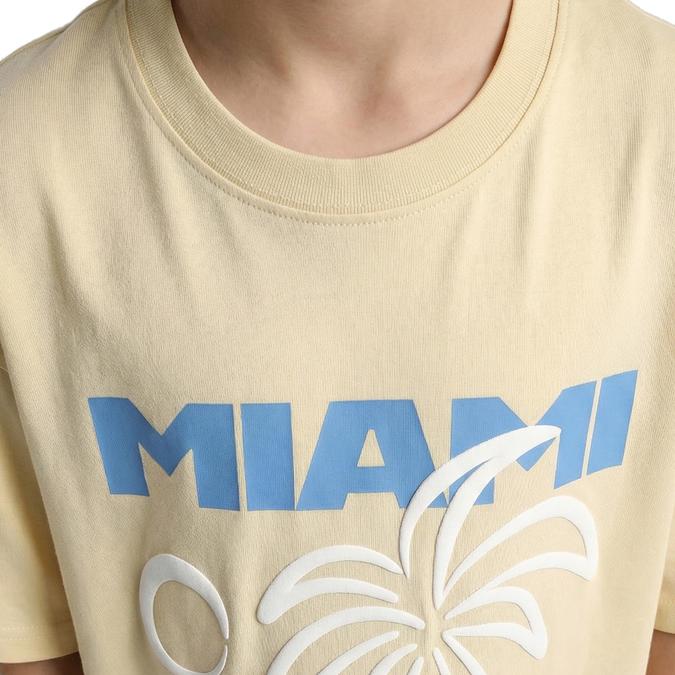R&B Boy Yellow Cotton Printed Round Neck T-Shirt