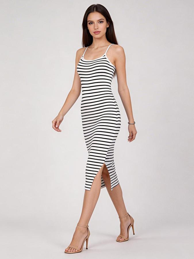 R&B White Stripes Women Fitted Dress