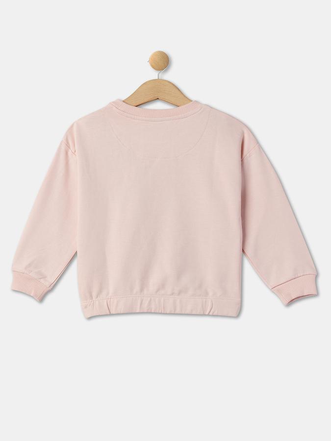 Girls Cotton Regular Fit Crew Neck Graphic Sweatshirt