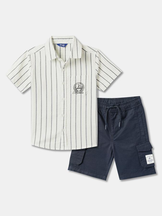 Boys Striped Shirt with Shorts Fashion Set