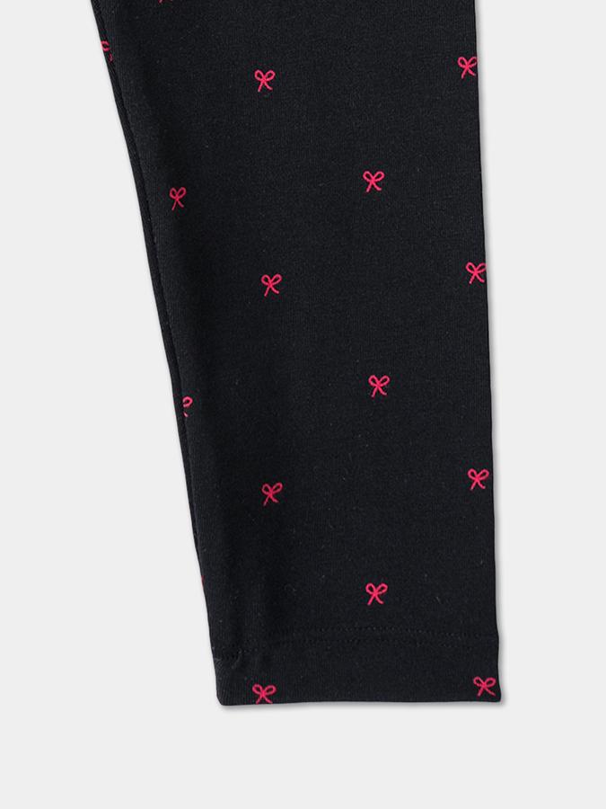 Girls Cotton Skinny Fit Elastic Waist Printed Leggings