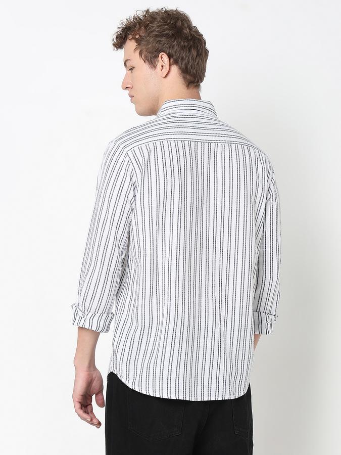 R&B Men's White Striped Shirt