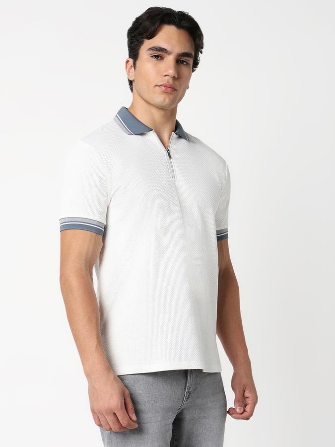 Self Design Men Peter Pan Collar T-Shirt image number 1