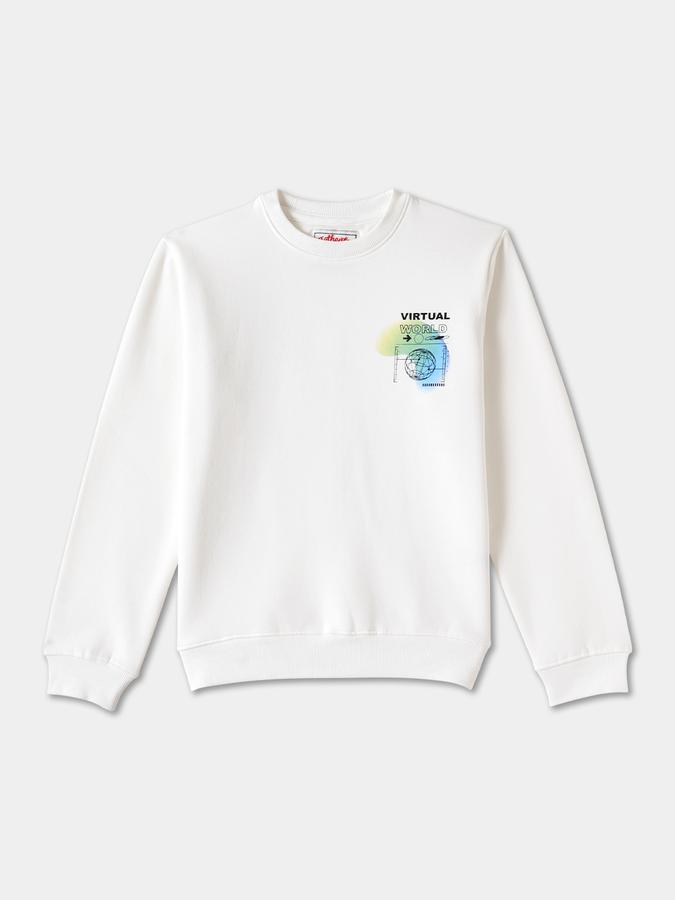 R&B Boys' Ivory Printed Sweatshirt