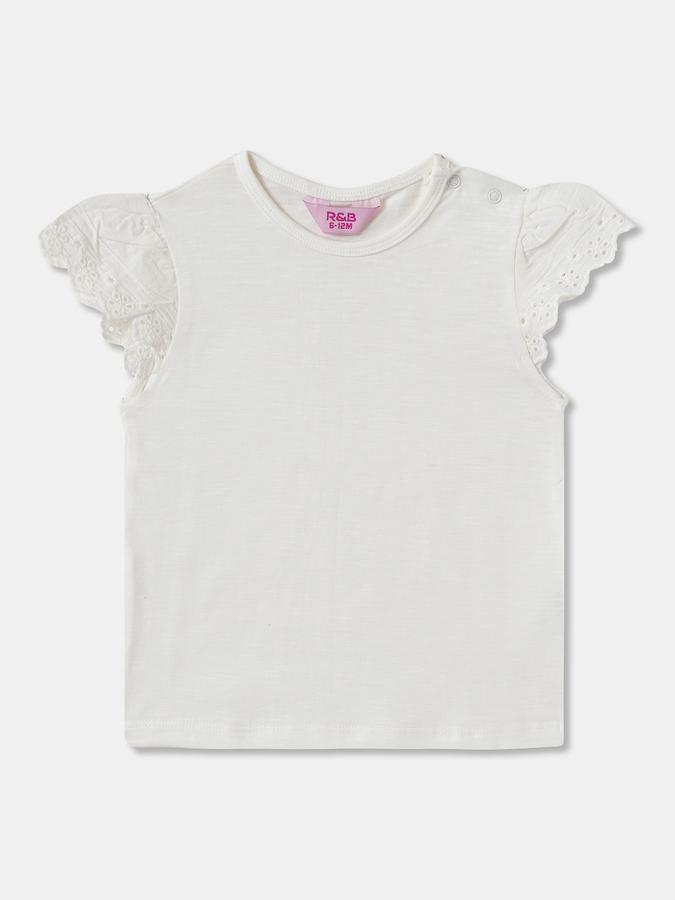 Girls Cotton Regular Fit Ruffled Straps Buttoned Hem Dungaree