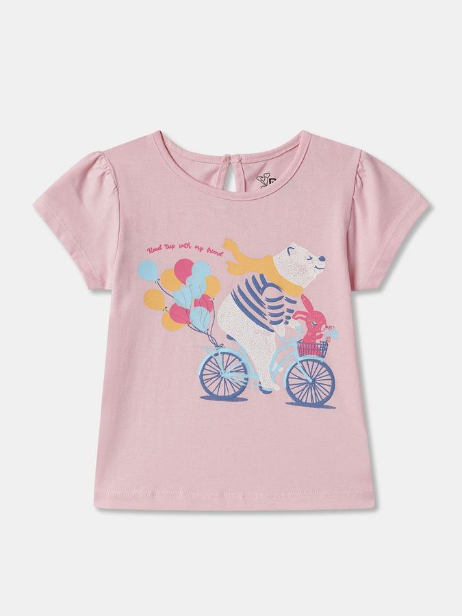 Baby Girls Graphic Print Pure Cotton Regular T Shirt image number 0