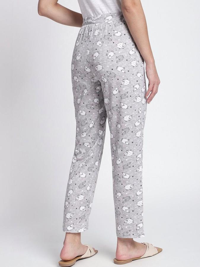 R&B Women Grey Melange Printed Regular Fit Trousers