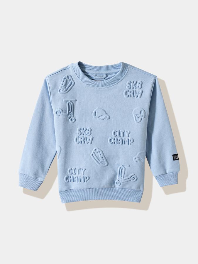 Boys Cotton Blend Relaxed Fit Crew Neck Graphic Sweatshirt