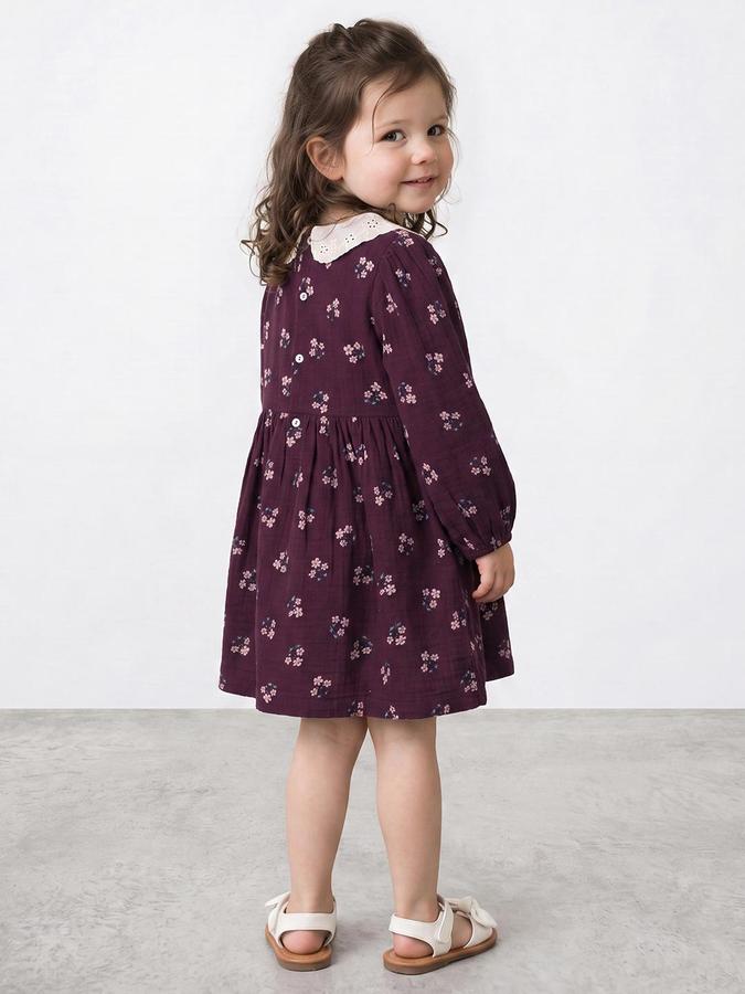 R&B Girls Red Floral Print Fit and Flare Dress